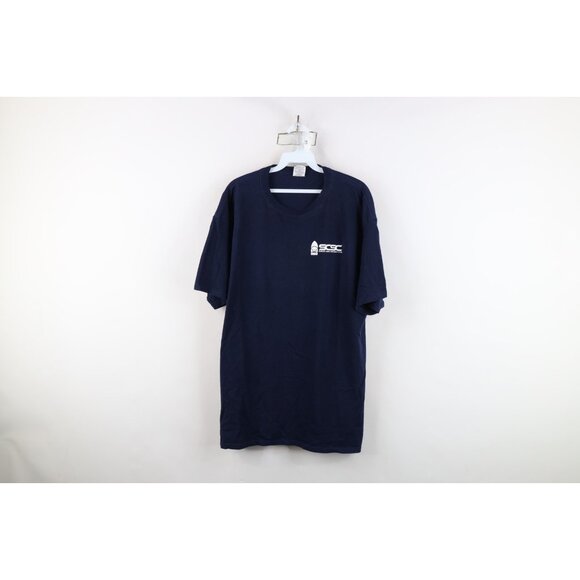 Vintage Mens XL Spell Out Sandusky Country Sportsmens Club Hunting T-Shirt Blue - Picture 1 of 12